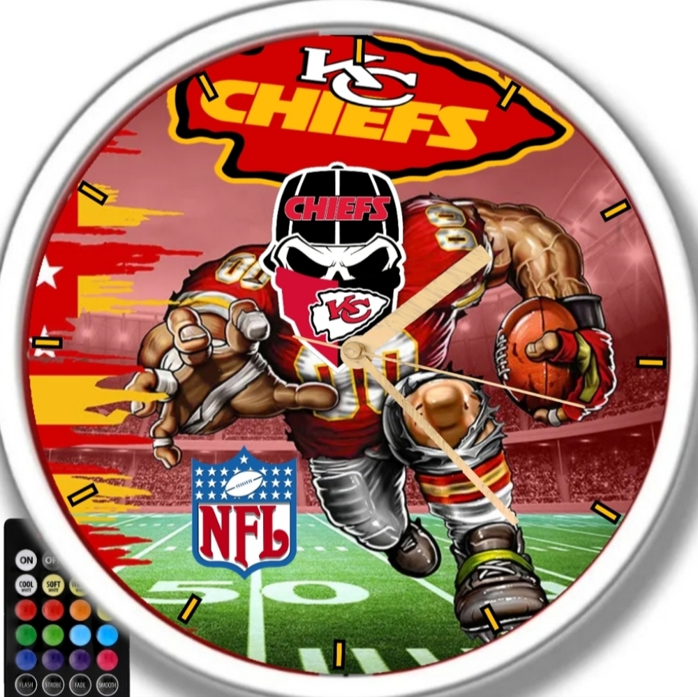 KC chiefs football led lights clock